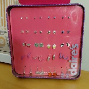 Claire's Colorful 20 Pair Earring Collection In Pink Tin